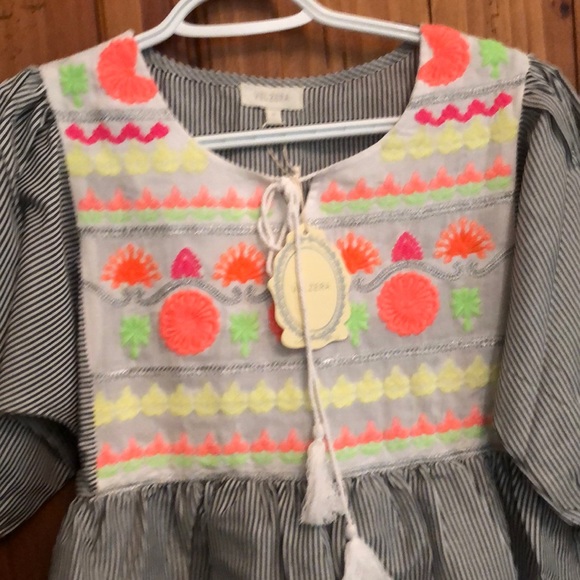 Black Pinstripe Dress with Embroidery - Picture 4 of 4